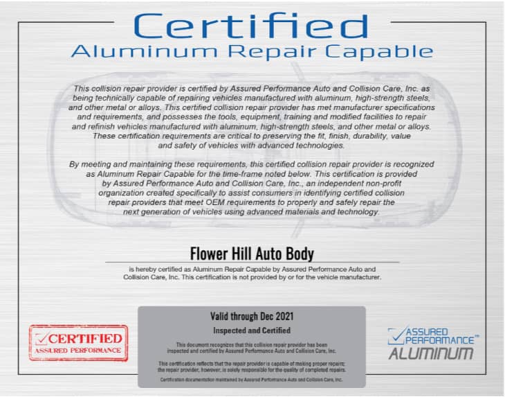 Certified Aluminum Repair